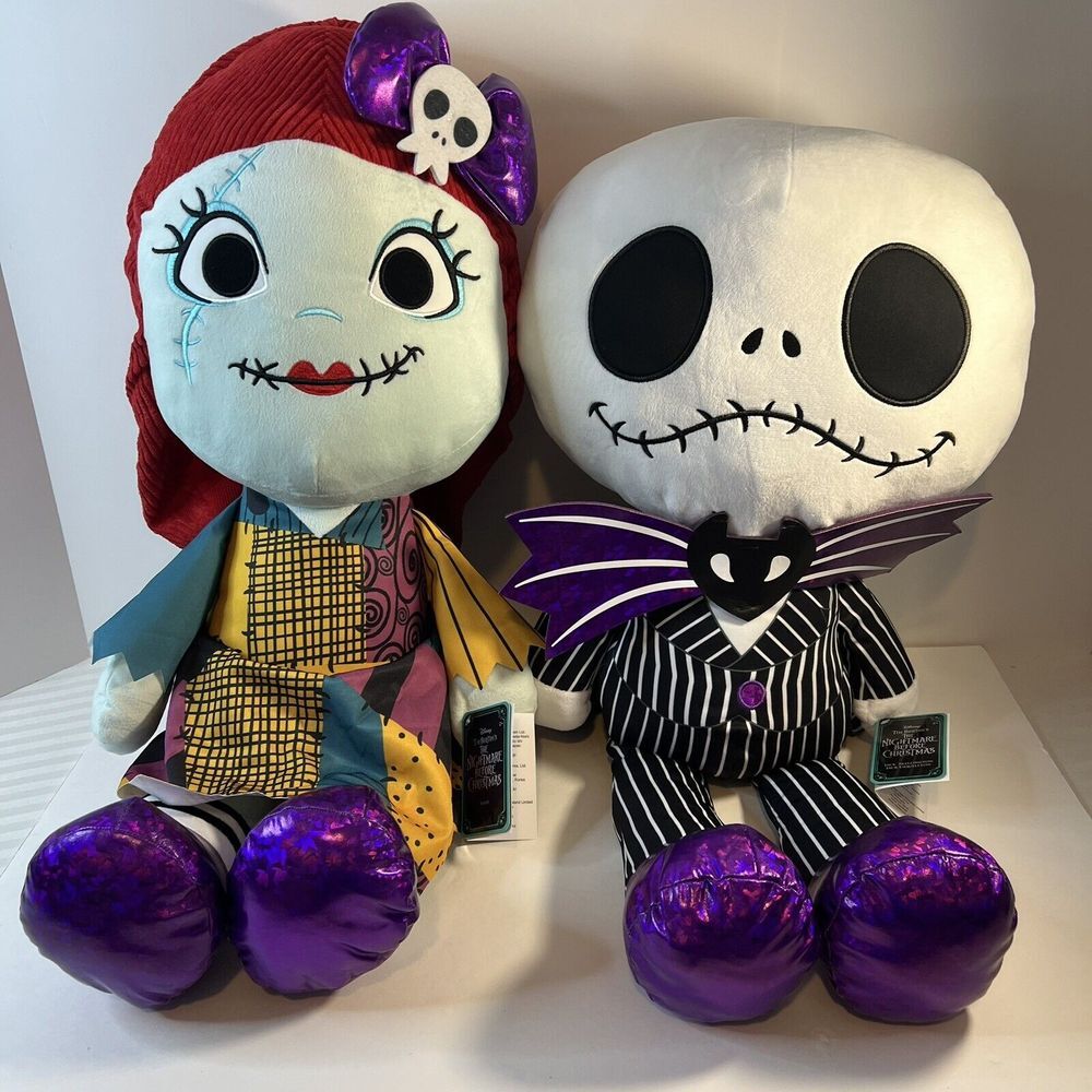 DISNEY Nightmare Before Christmas Jumbo Jack and Sally 32" Plush‎ Set of 2,New